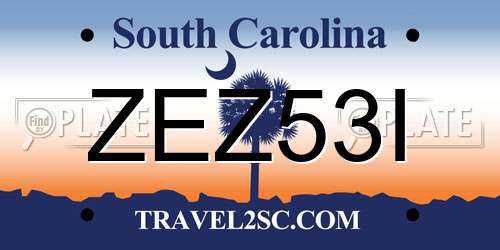ZEZ53I South Carolina License Plate