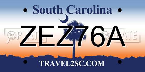 ZEZ76A South Carolina License Plate