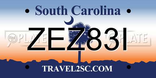 ZEZ83I South Carolina License Plate