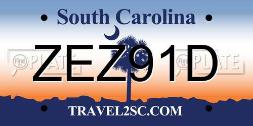 ZEZ91D South Carolina License Plate
