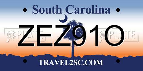 ZEZ91O South Carolina License Plate