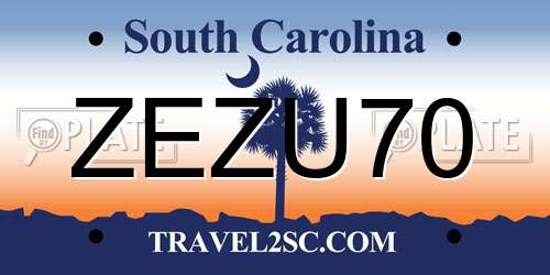 ZEZU70 South Carolina License Plate