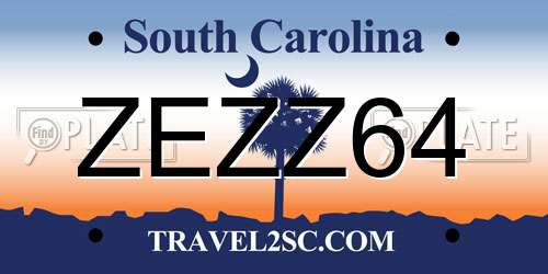 ZEZZ64 South Carolina License Plate