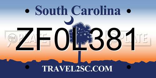 ZF0L381 South Carolina License Plate