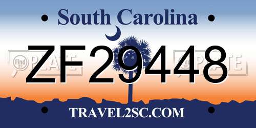 ZF29448 South Carolina License Plate