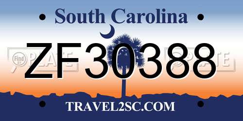 ZF30388 South Carolina License Plate