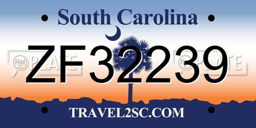 ZF32239 South Carolina License Plate