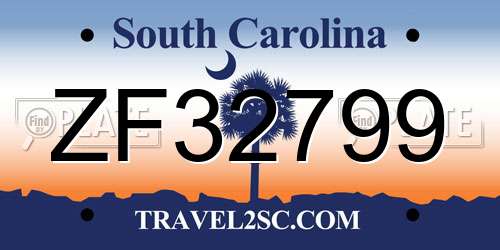 ZF32799 South Carolina License Plate