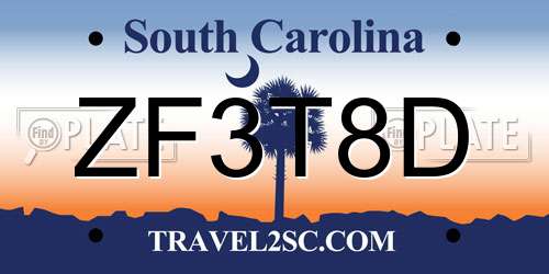 ZF3T8D South Carolina License Plate
