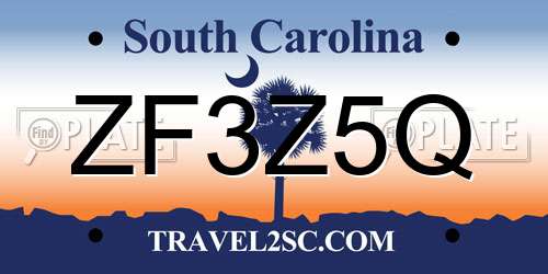 ZF3Z5Q South Carolina License Plate