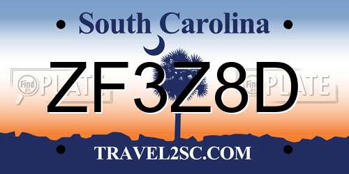 ZF3Z8D South Carolina License Plate