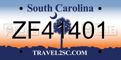 ZF41401 South Carolina License Plate