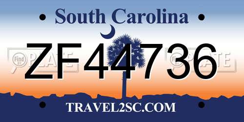 ZF44736 South Carolina License Plate