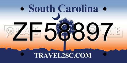 ZF58897 South Carolina License Plate