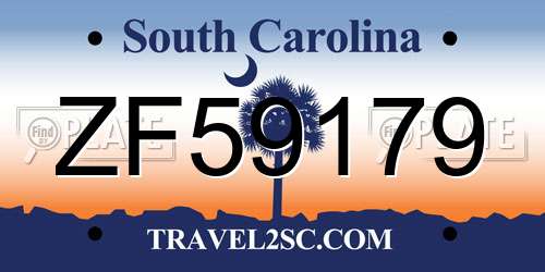 ZF59179 South Carolina License Plate