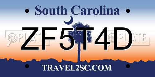 ZF5T4D South Carolina License Plate