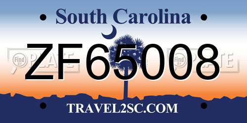 ZF65008 South Carolina License Plate