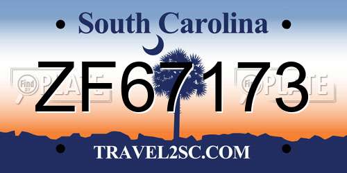 ZF67173 South Carolina License Plate