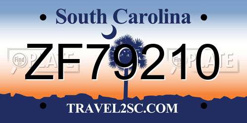 ZF79210 South Carolina License Plate