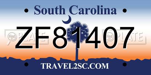 ZF81407 South Carolina License Plate