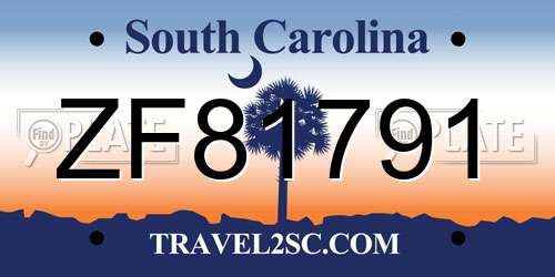 ZF81791 South Carolina License Plate
