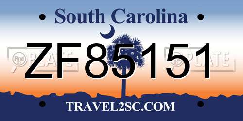 ZF85151 South Carolina License Plate