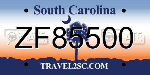 ZF85500 South Carolina License Plate