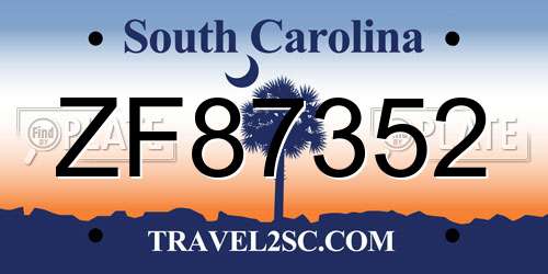ZF87352 South Carolina License Plate