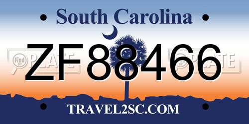 ZF88466 South Carolina License Plate