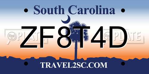 ZF8T4D South Carolina License Plate
