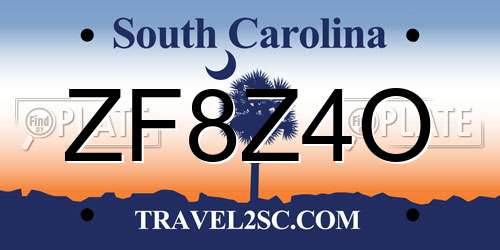ZF8Z4O South Carolina License Plate