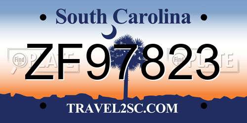 ZF97823 South Carolina License Plate