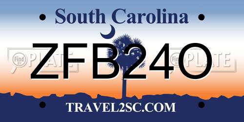 ZFB24O South Carolina License Plate