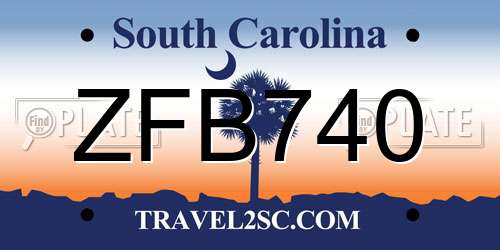 ZFB740 South Carolina License Plate