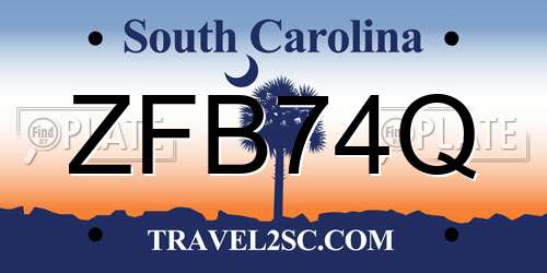 ZFB74Q South Carolina License Plate