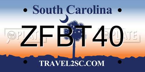 ZFBT40 South Carolina License Plate