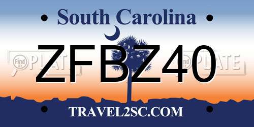 ZFBZ40 South Carolina License Plate