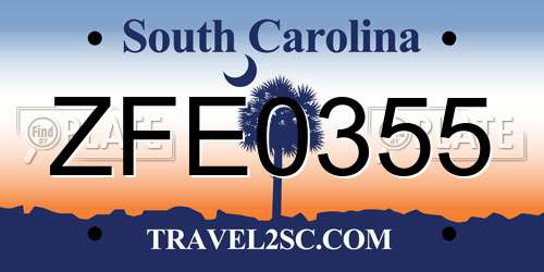 ZFE0355 South Carolina License Plate