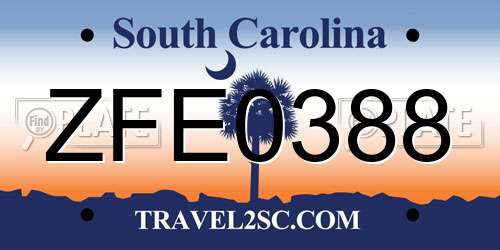 ZFE0388 South Carolina License Plate
