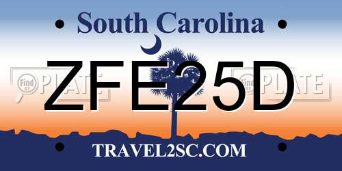 ZFE25D South Carolina License Plate