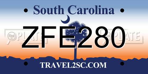 ZFE280 South Carolina License Plate