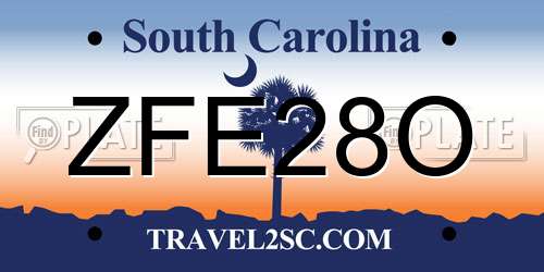 ZFE28O South Carolina License Plate