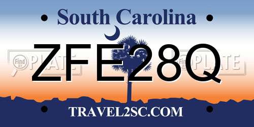ZFE28Q South Carolina License Plate