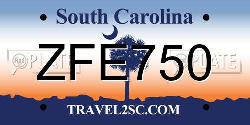 ZFE750 South Carolina License Plate