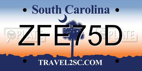 ZFE75D South Carolina License Plate