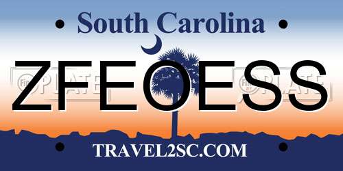 ZFEOESS South Carolina License Plate
