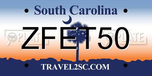 ZFET50 South Carolina License Plate