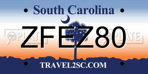 ZFEZ80 South Carolina License Plate