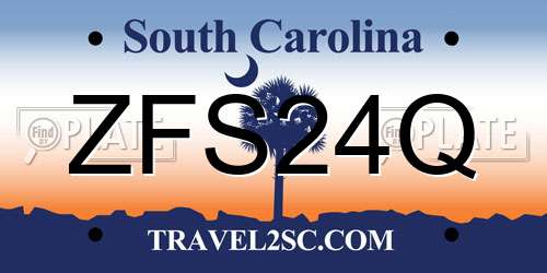 ZFS24Q South Carolina License Plate