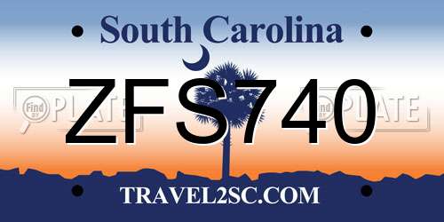 ZFS740 South Carolina License Plate